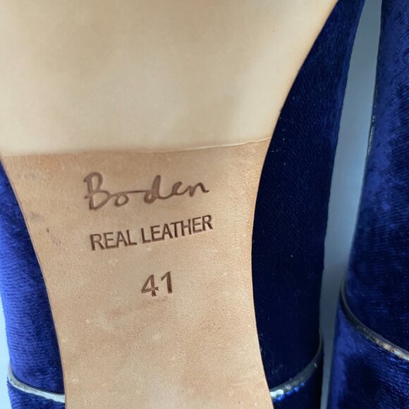 Boden Velvet Mary Jane Pump Heels Blue - Picture 11 of 11